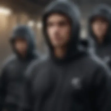 Group of extreme sports enthusiasts wearing black Nike Air hoodies