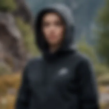 Adventurous Spirit: The Black Nike Air Hoodie in Nature Black Nike Air hoodie against a rugged outdoor backdrop