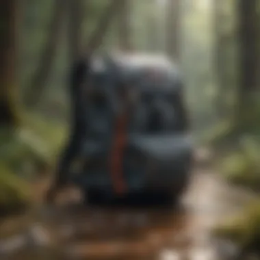 Adventure seeker using a mini backpack in a wilderness setting