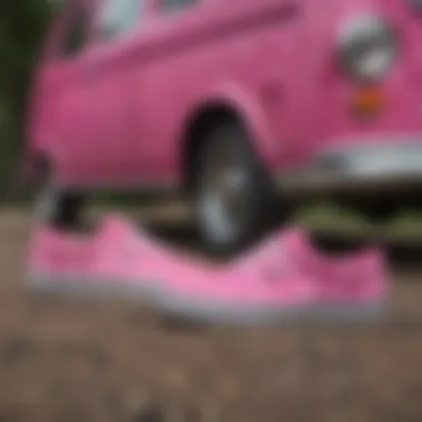 Group of Thrill-Seekers Showcasing Hot Pink Checkered Vans Group of thrill-seekers showcasing their hot pink checkered Vans