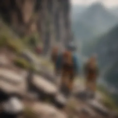 A group of climbers showcasing their Minecraft themed apparel on a mountain