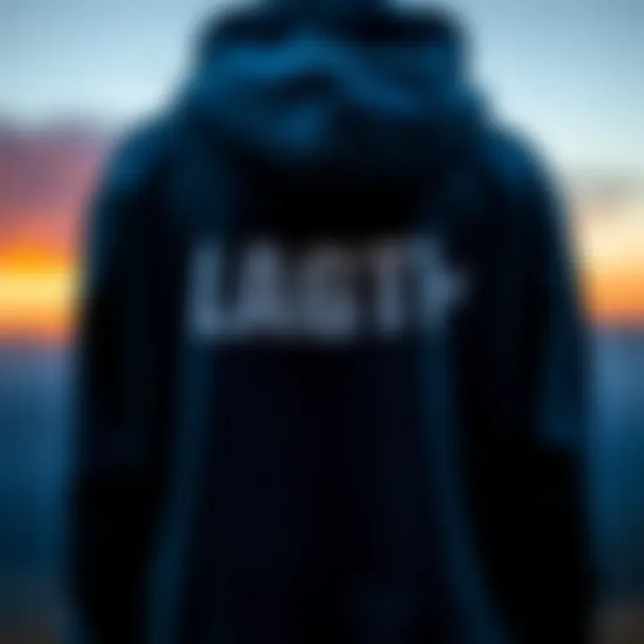 Aesthetic Appeal of the Navy Blue Hoodie Navy blue graphic hoodie displayed against a vibrant background