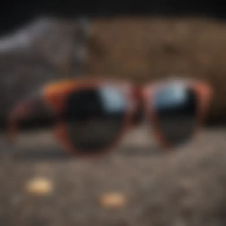 A stylish arrangement of various wayfarer-like sunglasses placed on a textured surface, emphasizing design and functionality