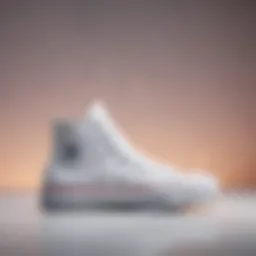 Stylish display of white Converse sneakers on a vibrant background