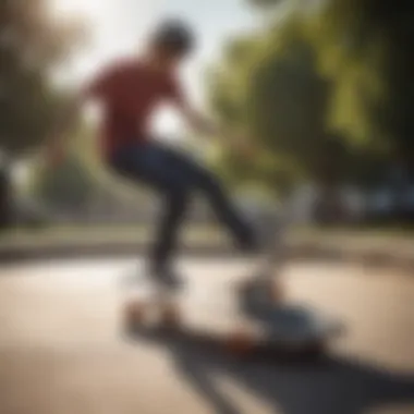 A skateboarder practicing tricks in a park, highlighting skills and enjoyment.