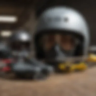 Protective gear including helmet and pads displayed