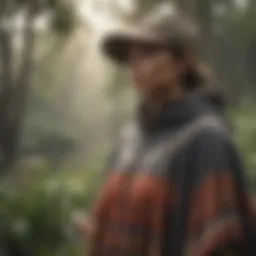 Billabong poncho in a natural outdoor setting