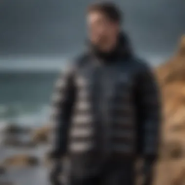 Extreme sports enthusiast wearing black puffa jacket during an adventure