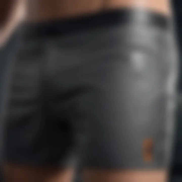 Close-up of advanced fabric technology used in board shorts