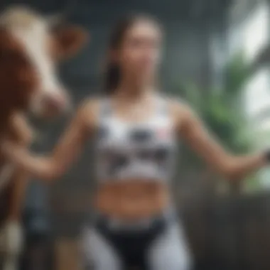 Athlete showcasing the cow crop top during an extreme sport