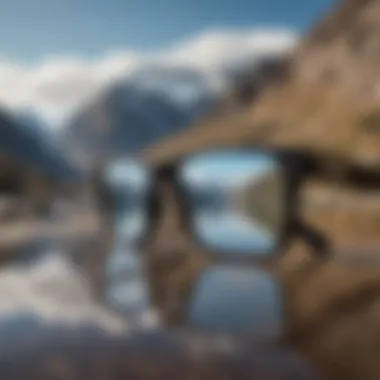A panoramic view of a breathtaking landscape, highlighting the reflective quality of mirrored Wayfarers.