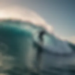 Surfer riding a massive wave
