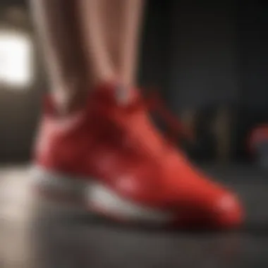 Consumer preferences illustrated through stylish Adidas red shoes in action.