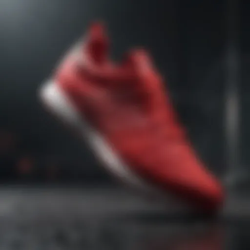 Dynamic design of Adidas red shoes showcasing elegance and performance.