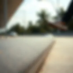 Close-up of a low skateboard rail showcasing its texture and material