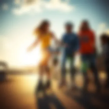 Group of roller skaters enjoying a sunny day