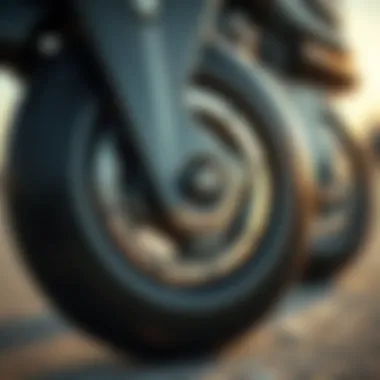 Close-up of roller blade wheels and bearings