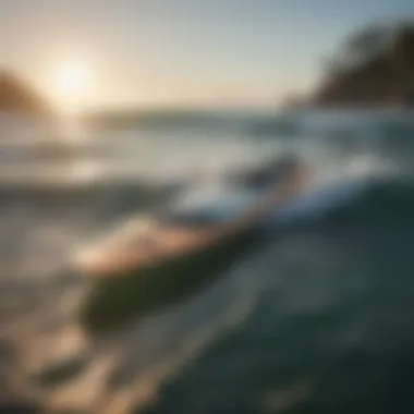 Electric Surfboard in Tranquil Waters Electric surfboard in a serene ocean setting