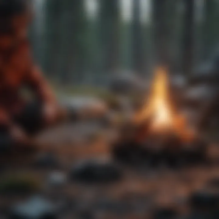A scenic campfire scene with Poler gear enhancing the experience
