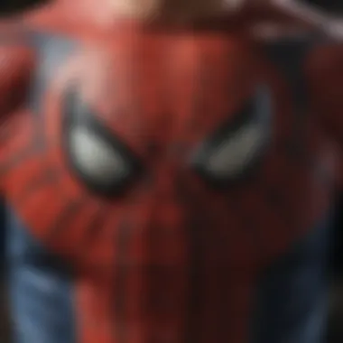 Intricate Design Elements of Spider-Man Apparel Close-up of design elements on a Spider-Man themed t-shirt