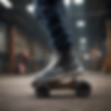 Extreme sports athletes using sneakers with wheels during performance