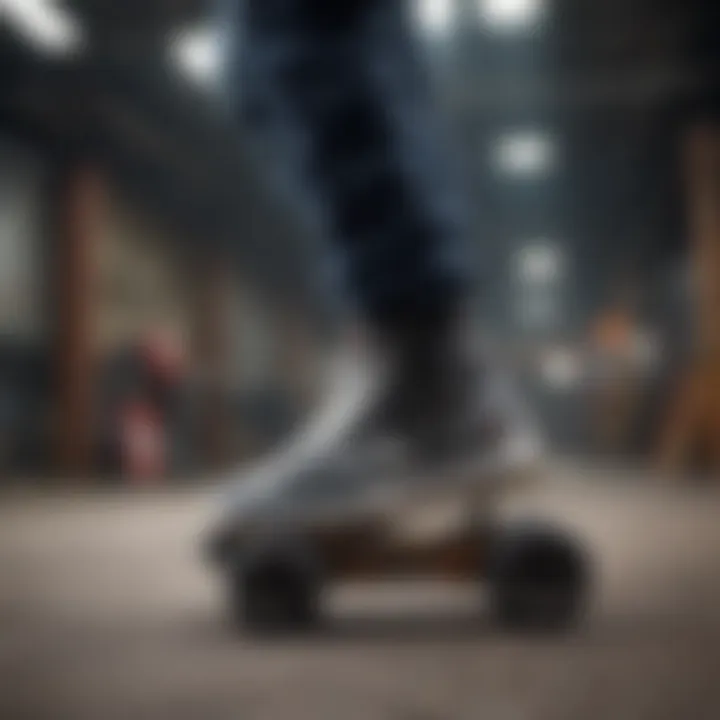 Extreme sports athletes using sneakers with wheels during performance