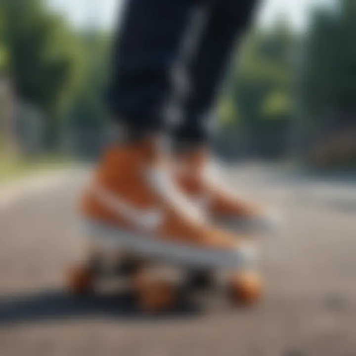 Nike skater shoes on a skateboard