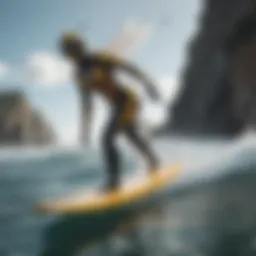 Dynamic surfing action showcasing the Fanatic Bee in use