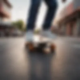 Dynamic rider showcasing agility on a white lakai skateboard