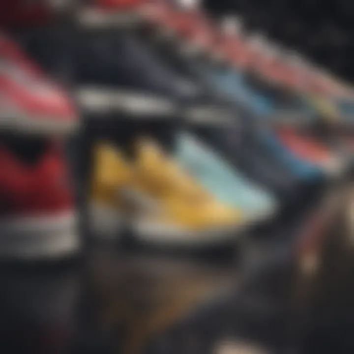 A colorful display of various colorways of the Fila Disruptor II
