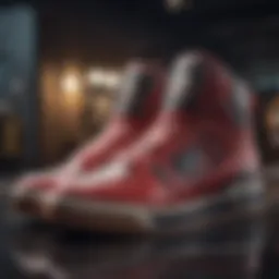 A close-up of Fila high top sneakers showcasing intricate design elements.
