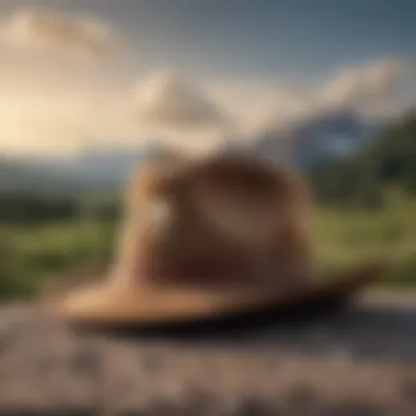 The Cash Cow Hat in a Scenic Setting A stylish display of the Goorin Bros Cash Cow Hat against a scenic outdoor backdrop.