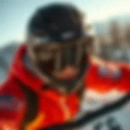 Athlete wearing super black sunglasses during a high-speed downhill ride