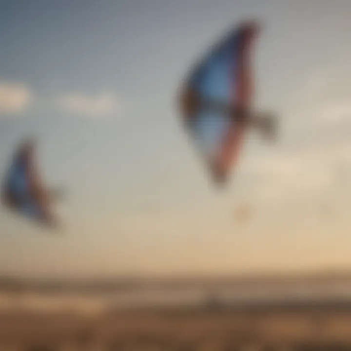 An engaging competition scene featuring parafoil kites
