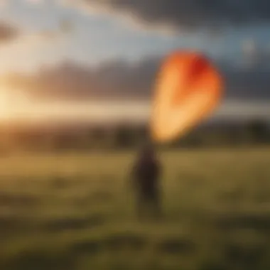Safe kite flying practices demonstrated in an open field