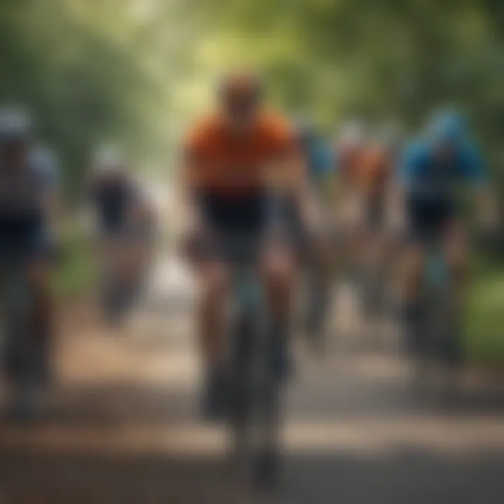 A group of cyclists participating in a vibrant sportive event