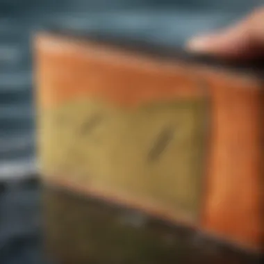 Artisan Craftsmanship in Surf Wallets Close-up of surf wallet showcasing intricate stitching