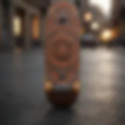 A vibrant skateboard deck showcasing artistic design