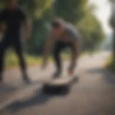 A group enjoying a mini long boarding session at a local spot