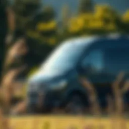 Sleek black van parked in an outdoor setting