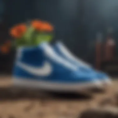 Nike Blazer Blue Flower in an extreme sports setting