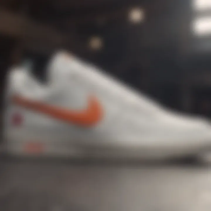 Detailed view of the Nike Court Vision Off White sneaker showcasing its unique design elements.