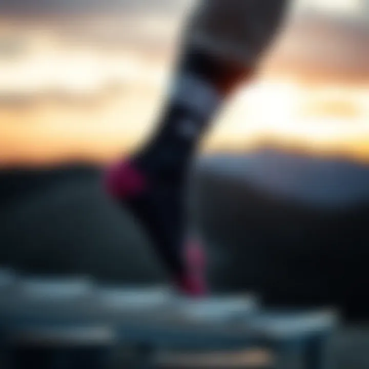 Stance Tab Socks in Action Athlete showcasing stance tab socks during an extreme sport activity.