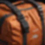 A close-up view of the durable fabric used in the Patagonia duffle, showcasing its robustness.