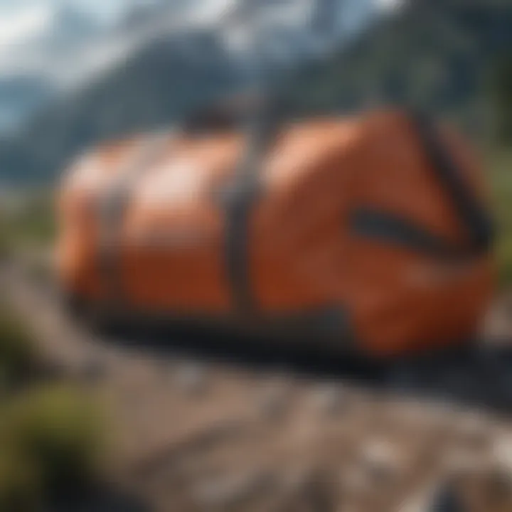 A Patagonia duffle packed for an outdoor adventure, illustrating its practicality.