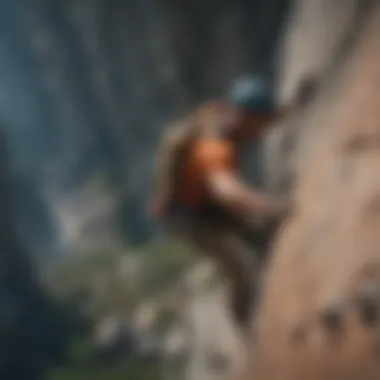 Conquering Heights: The Rock Climber's Journey Rock climber scaling a steep cliff