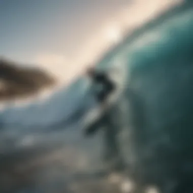 Dynamic action shot of a surfer riding a wave