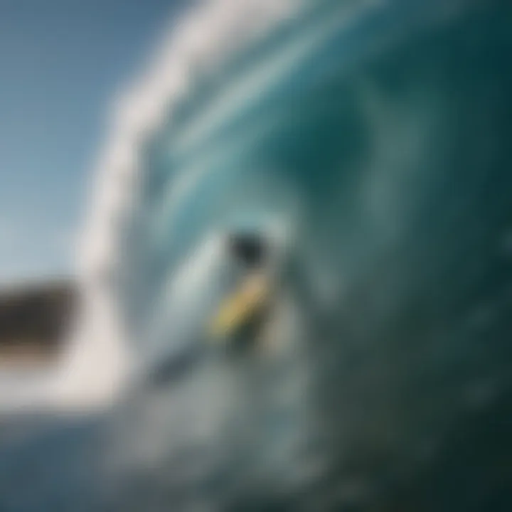 A surfer riding a massive wave with perfect form