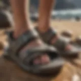 Close-up view of Reef Vista Hi sandals showcasing their innovative design features.