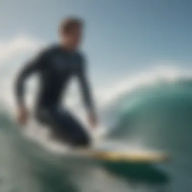 Athlete performing a surf maneuver with ribbed swim top